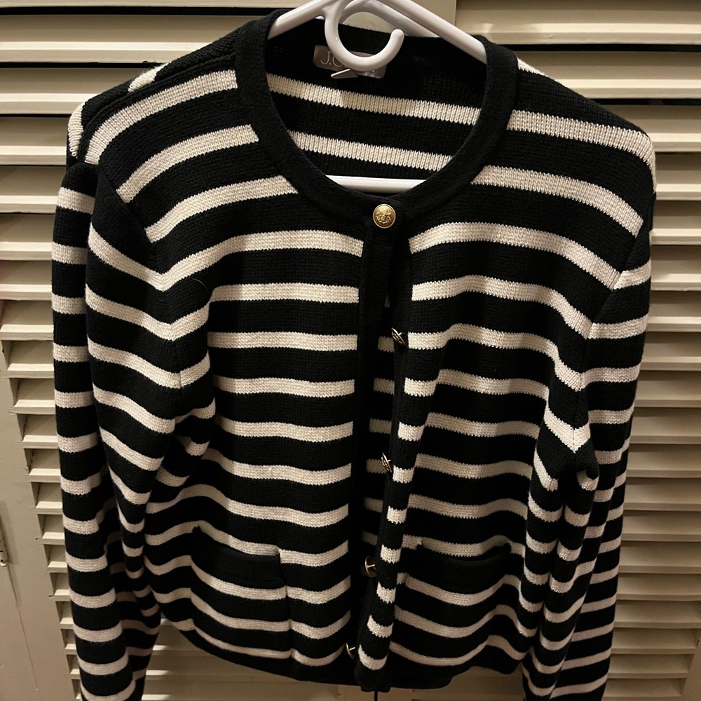 J. Crew striped cardigan 100% cotton L